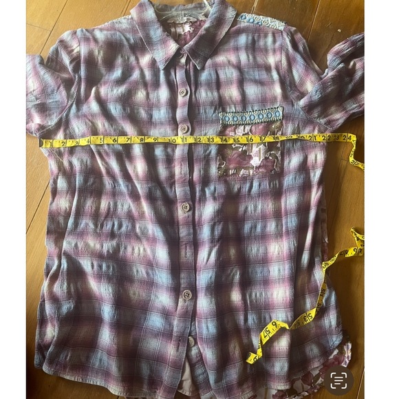 Soft surroundings Plaid Button-Up Shirt with Floral Accents - Picture 5 of 7